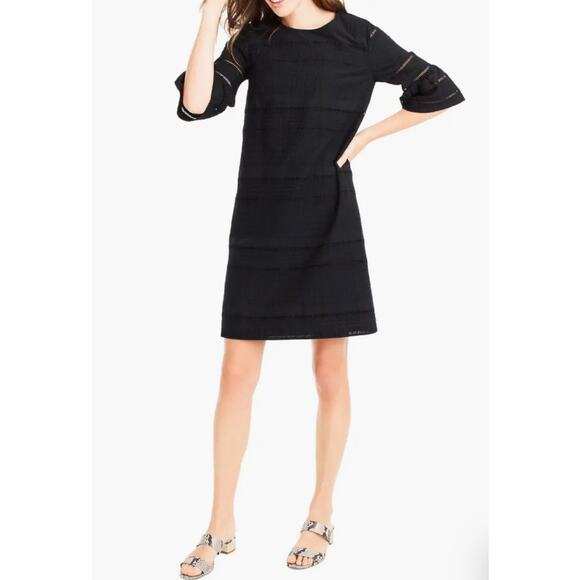 J.Crew Flutter Sleeve Eyelet Shift Dress in Black size 4 - Picture 1 of 9
